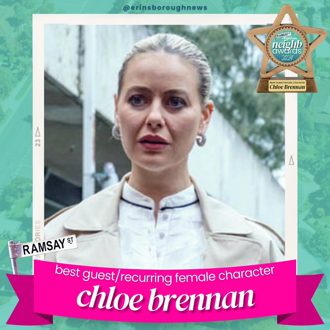TheNeighbAwards's tweet photo. 🏆 THE NEIGHBAWARD FOR BEST GUEST/RECURRING FEMALE CHARACTER GOES TO…

🩷CHLOE BRENNAN🩷 

#Neighbours #NeighbAwards2024 #NeighbAwards https://t.co/kSlGrZ4UC0