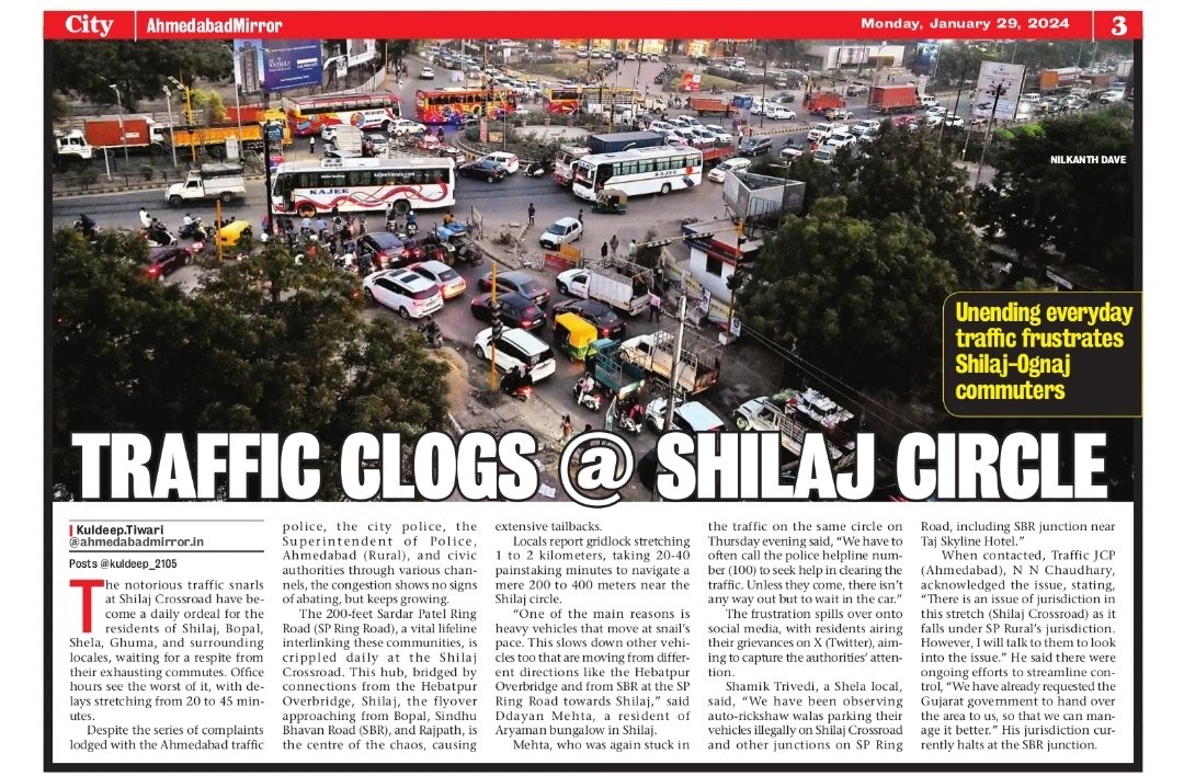kuldeep_2105's tweet photo. Unending everyday #Traffic frustrates #Shilaj-#Ognaj #Commuters in #Ahmedabad.
The citizens complain of 20-45 min  @traffic jams on regular basis to @AhdTraffic; major concerns for #Health &amp; other #emergencies;
 jurisdiction main issue 4 #Police

Read More
https://t.co/0et2ONwvey https://t.co/HYNP6JTLEv