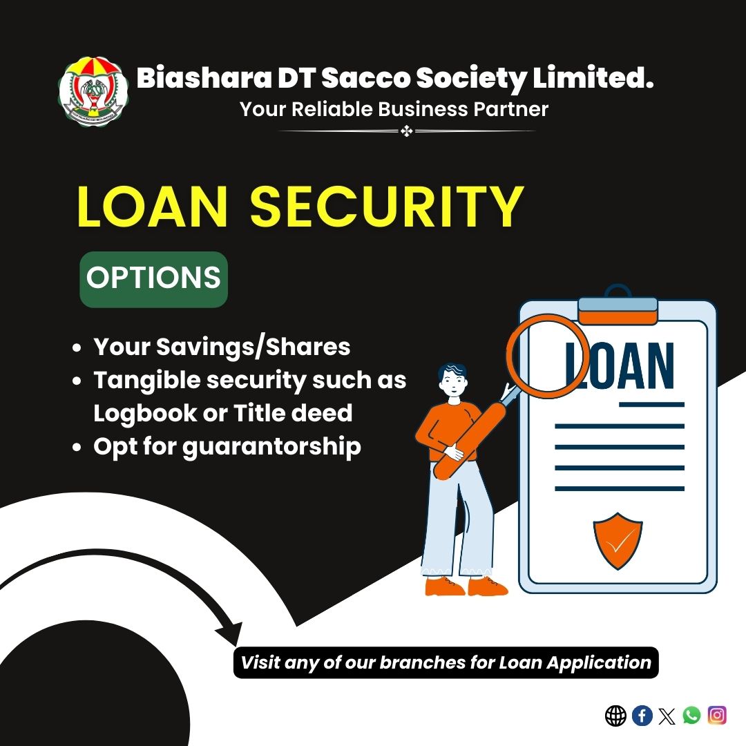 Have you explored our loan security options?
Secure a loan with your savings or shares, tangible security or opt for guarantorship. 

We remain your Reliable Business Partner.
Incase of any enquiries, Visit us today for assistance.
#loan #loansecurity #loanapplication