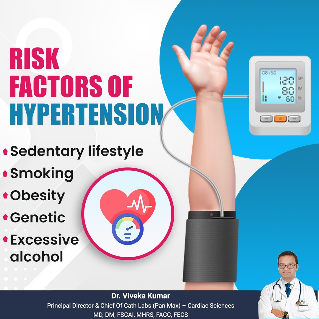Stay vigilant! Be aware of these risk factors of hypertension.

#drvivekakumar #drviveka #cardiologist #cardiology #healthyheart #hearthealth #heartcare #heart #heartdisease #sedentarylifestyle #smoking #obesity #genetic #excessivealcohol