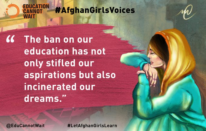 .@EduCannotWait’s new #AfghanGirlsVoices Campaign shines a light on young Afghan girls deprived of their basic right to education and learning. Join their campaign and help them to lift their voices globally!
educationcannotwait.org/afghan-girls-v…