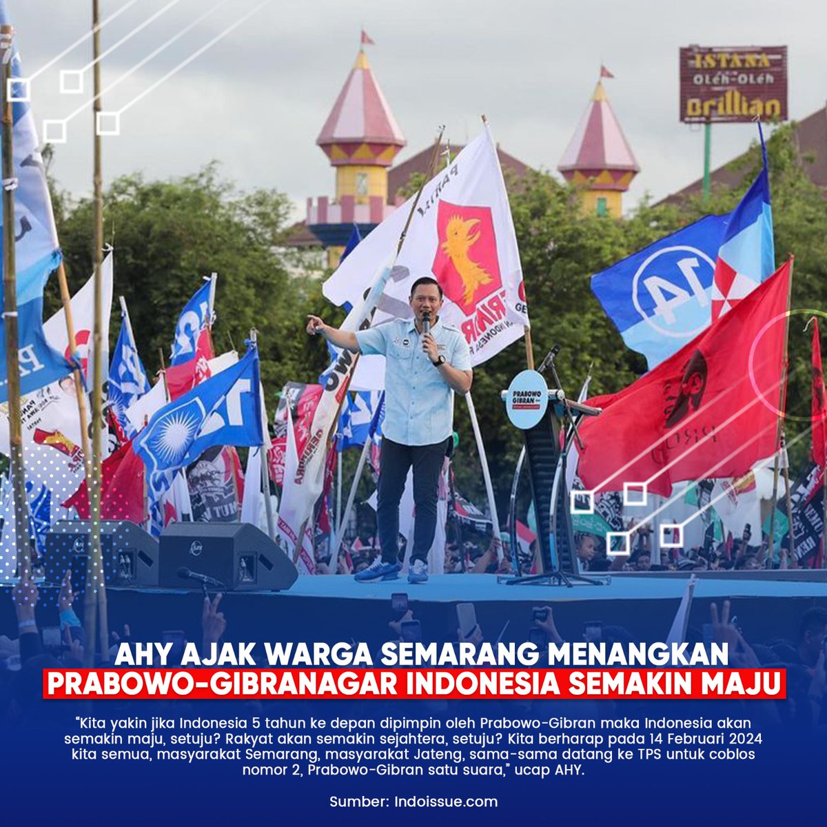 RyanKamil5's tweet photo. AHY ajak warga Semarang menangkan Prabowo-Gibran agar Indonesia semakin maju

#DemokratPilihanRakyat

https://t.co/WgYrdZiTBy
