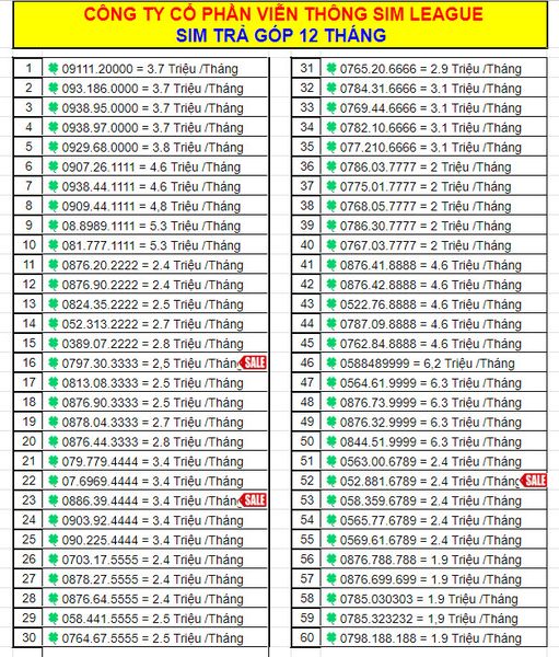 NguyenDung1500's tweet photo. Bảng Sim trả góp 12 tháng lãi suất 0%
Cập nhật mới
ACE ưng số nào inbox cho em nhé !!
#simsodep #NguyenDungSimdep #sovip
#cheouytin https://t.co/9zFlwmMatt