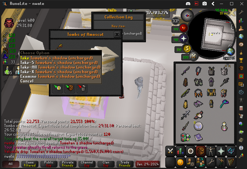 nwate_rs's tweet image. solo tumeken - 120kc, camping till pet