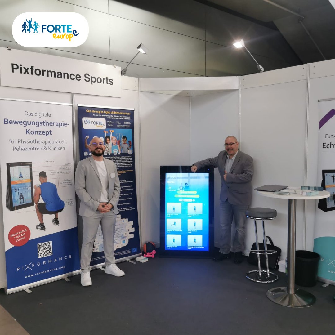 Fortee_project's tweet photo. Exciting times at #THERAPRO fair in Stuttgart! Our FORTEe partner @Pixformance_Fit stole the show with their cutting-edge digital fitness devices featuring real-time correction. 🏋️♀️💻 So proud to have them as part of the #FORTEe family, bringing innovation into clinical practice! https://t.co/P3umlSAPhg