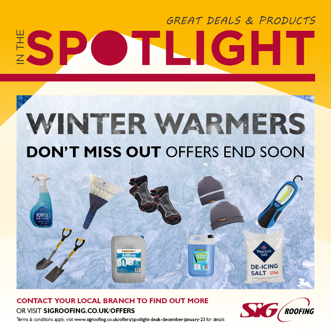 SIGRoofing's tweet image. Offer Ending Soon!

It's your last chance to pick up our Winter Warmers before this offer ends. 

Visit your local SIG Roofing branch today 
 bit.ly/3yweAqx

#Roofing #WinterDeals #WinterWarmers #Spotlightdeals