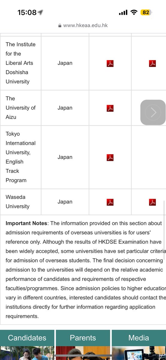 香港の高校統一試験DSEは2024年から世界中70所以上の大学に学歴承認リストから除外された。日本の大学では、京大、東京外語大、会津大三つ。早稲田、立教、中央、慶應藤沢、立命館などはDSE承認継続らしい。暗記メインの中国愛国教育と同様な公民社会科の間接承認になるので、見直して頂きたいです。