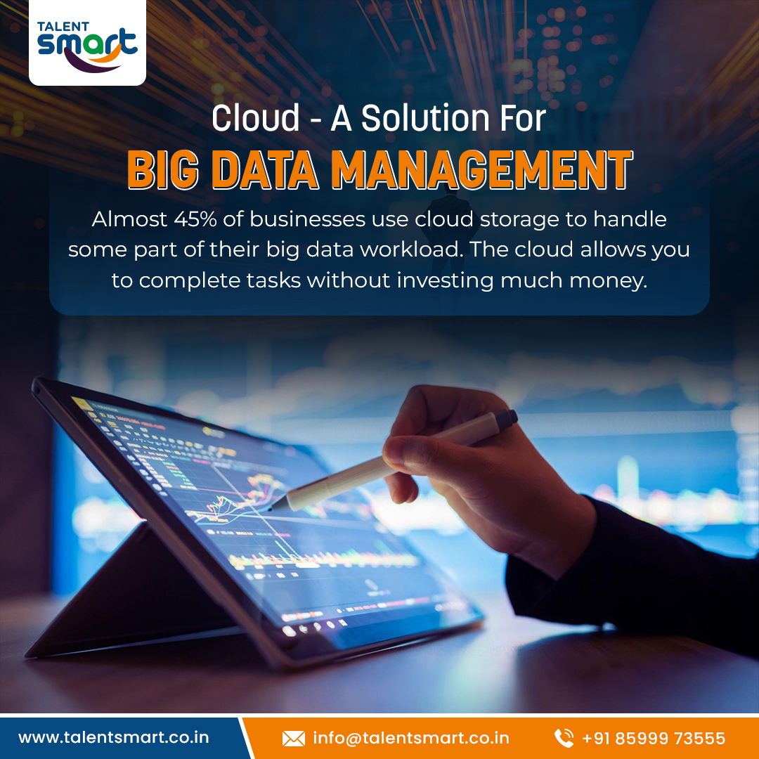 Cloud - A Solution For Big Data Management | @talentsmartco
.
.
#bigdata #bigdatamanagement #bigdatadeveloper #cloudcomputing #clouddevops #artificialintelligence #machinelearning #ai #ml