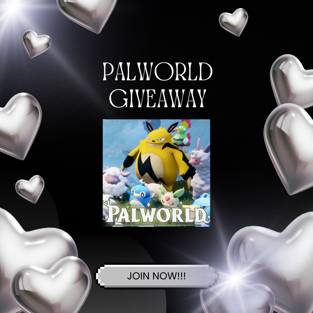 MadgeMafs's tweet photo. PALWORLD GIVEAWAY! OPEN FOR ALL!

To enter:
🫧RT + Like this tweet
🫧Follow my twitter here
🫧Follow my Twitch: @madgemafs 
🫧Tag one friend in the chat!

Winner will be announced during stream on February 04! https://t.co/4UlooGlGHU