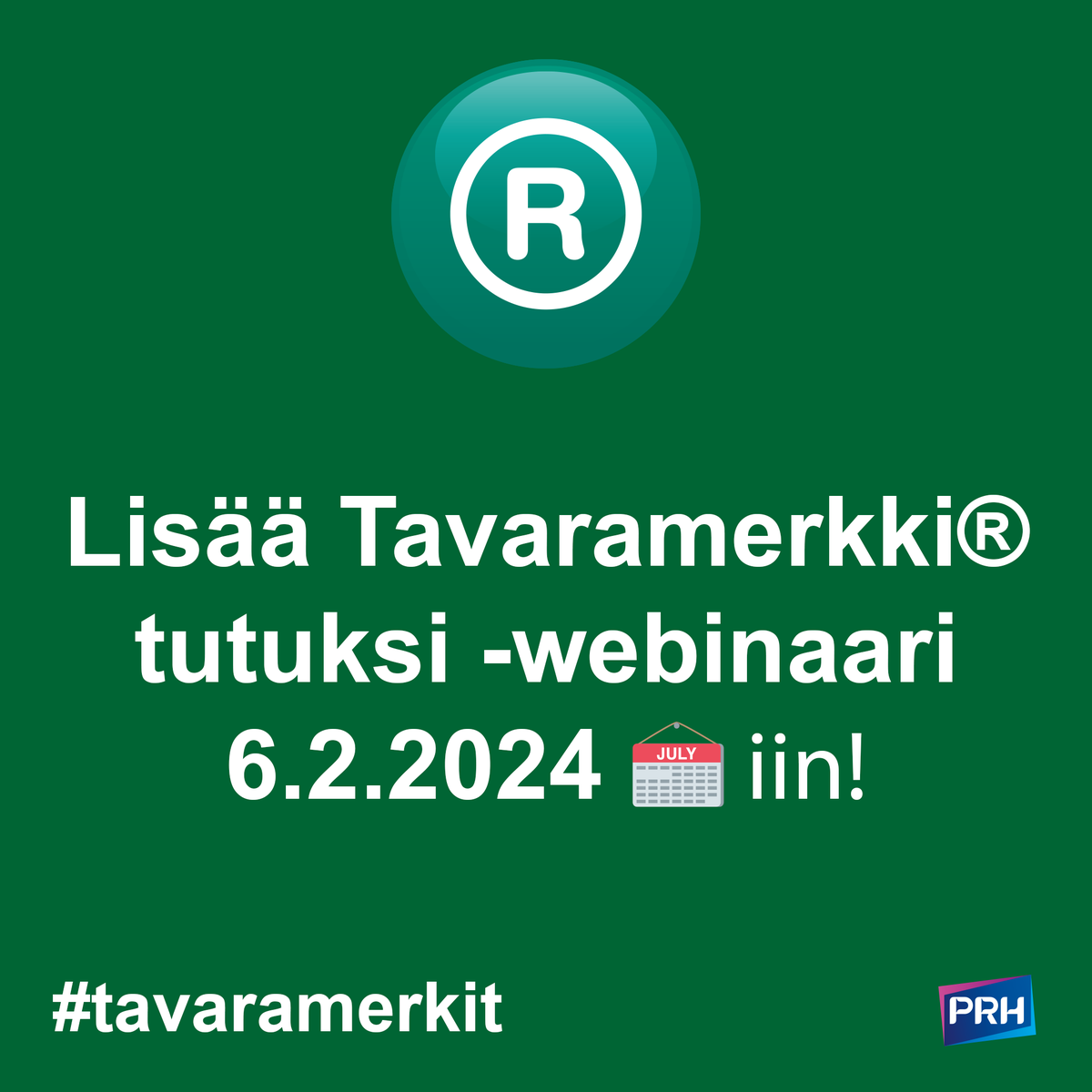 Moi 👋

Kiinnostaako brändin rakentaminen ❓

Maksuton Tavaramerkki tutuksi -webinaarimme ti 6.2. klo 8.30-9.15 tarjoaa aiheeseen liittyvän tiiviin tietopaketin 🎧

Lue lisää ja ilmoittaudu mukaan:
prh.fi/fi/tietoa_prhs…

#AineetonOmaisuus &amp; #tavaramerkit #brändi #yritykset