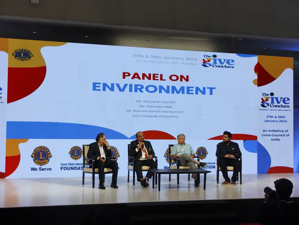 HulladekR's tweet photo. @HulladekR’s founder Mr. Nandan Mall empaneled the discussion on environment at The Give Conclave by @LionsClubsIndia at @JioWorldCentre, BKC, #Mumbai.

We mirror their motto of generosity, impact, vision and empathy and hope to continue with this association for far and long♻️💚 https://t.co/lJ7FdcJCcf
