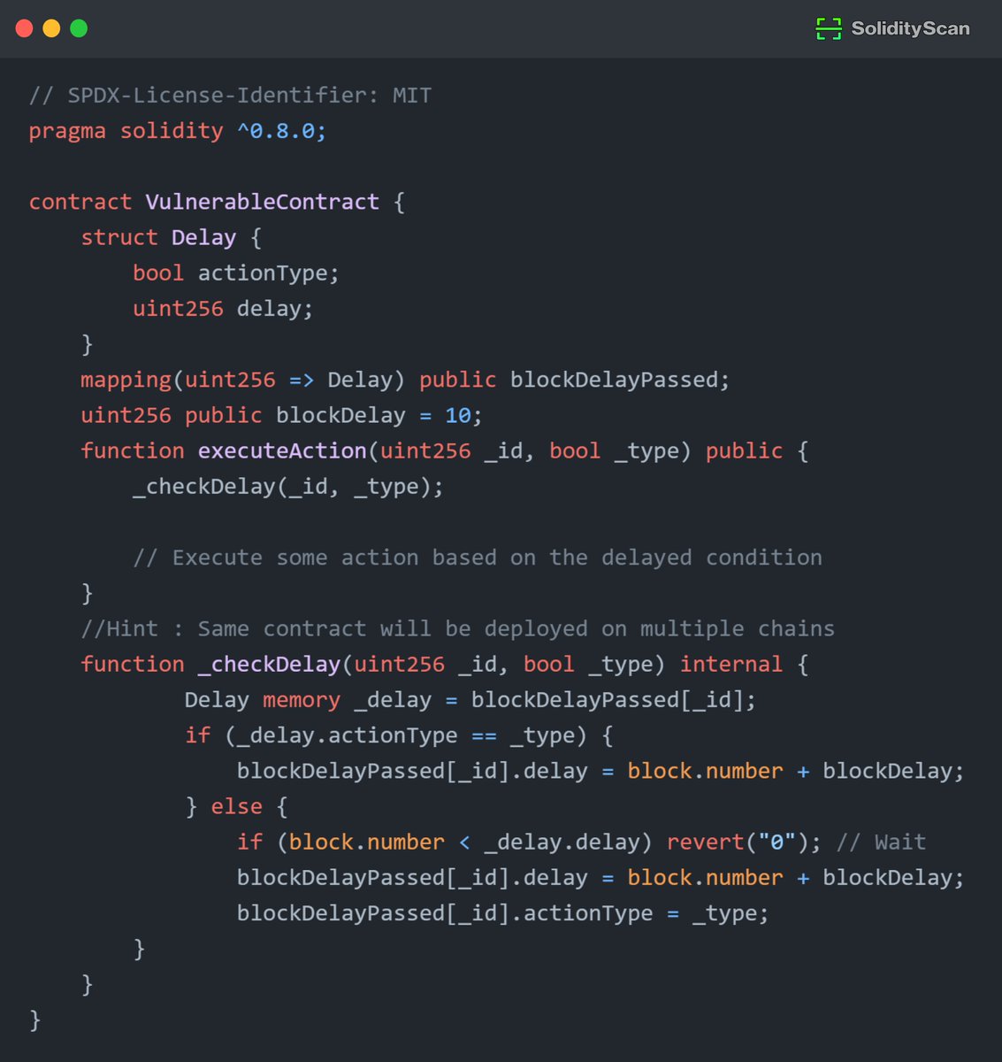 SolidityScan's tweet photo. Think you've got what it takes? Try your hand at our #FindTheBug challenge and prove your coding prowess!

#BugHunt #CyberSecurity #SmartContractAudit https://t.co/m25ENgKPQE