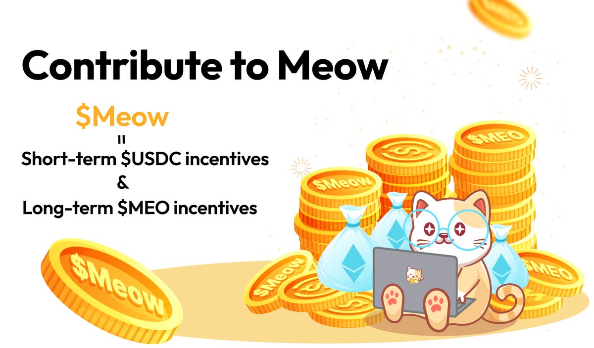 0xMeowProtocol's tweet image. Highlight: Last month, our Top 1 contributor could directly claim 379 $USDC reward.

Most projects set their 'Points' solely for the users expectation of a 'Token Airdrop', but in a bear market, many projects struggle to survive until they issue tokens.  

Meow is different. Meow…