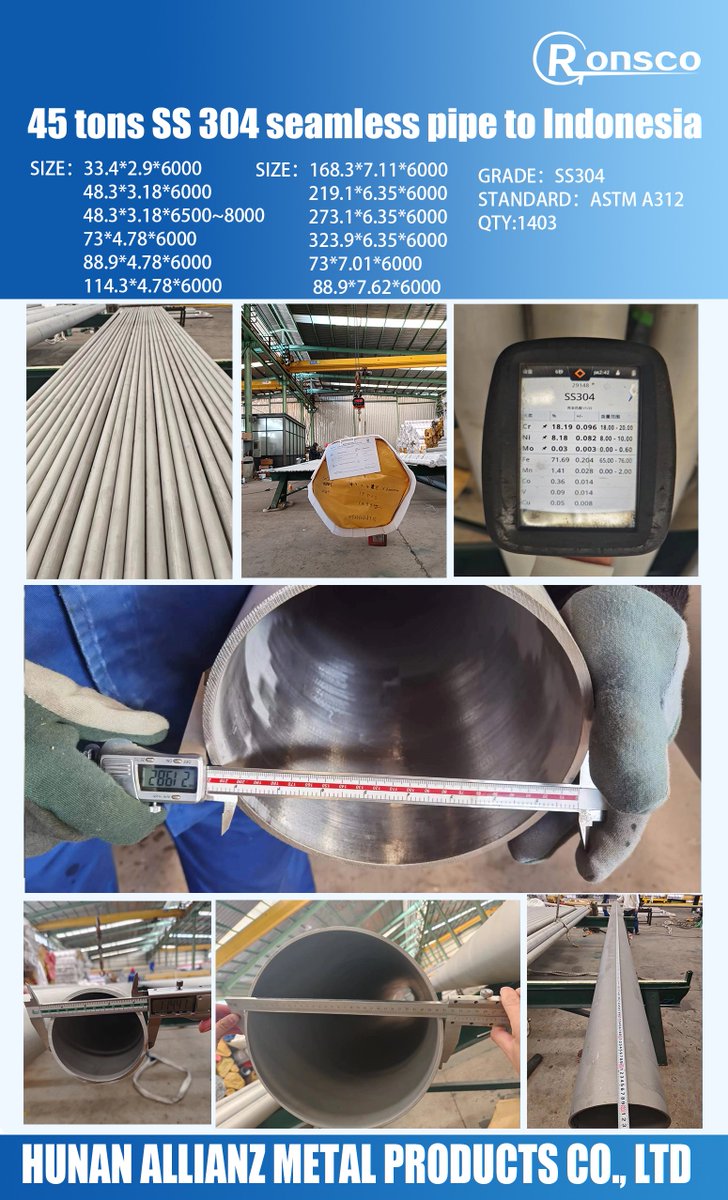 45tons SS 304 seamless pipe to Indonesia --- Ronsco Case
If you have any demands for stainless steel &amp; nickel alloy products, please contact us.
Email: shakira@ronsteel.com
#stainlesssteel #ss304 #nickelalloy
