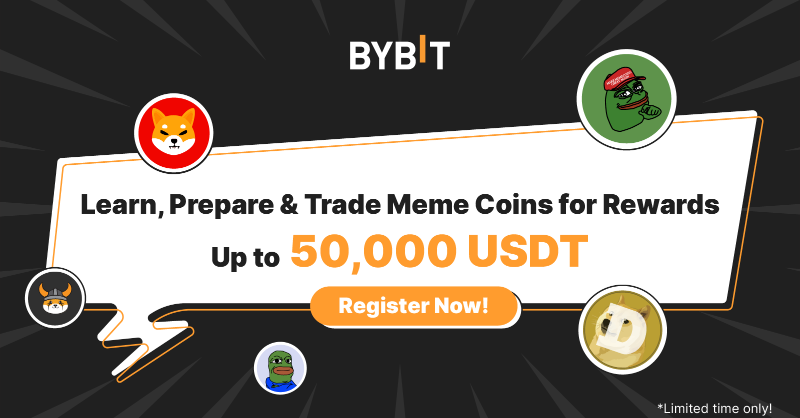 Bybit_Official's tweet photo. Bybit Spot Meme Melee is LIVE! 🚀📊

Trading Competition + Memecoins = 💰

Learn about the most trending meme tokens like $BONK, $PEPE, $DOGE, $WIF on #Bybit, Trade &amp; win a share of 50,000 $USDT.

👇 Click Register Now to Start!