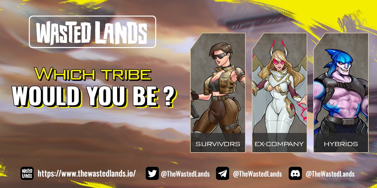 WHICH FACTION WOULD YOU BE ⁉️ #TWL is set in a post-apocalyptic world: in 2062 the world saw an outbreak of an unknown infection that destroyed almost all the human race, with only 3 factions remaining: 👉The Hybrid 👉The Ex-company 👉The Survivor thewastedlands.io/marketplace