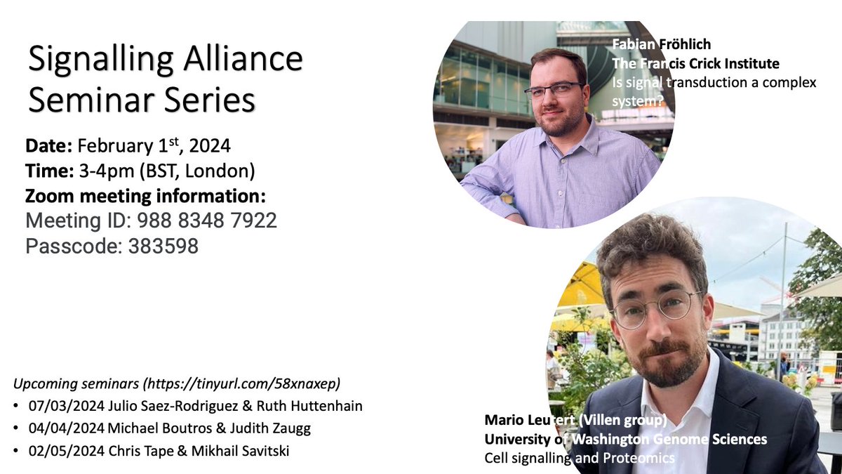Evangelia Petsalaki (@e_petsalaki) on Twitter photo This Thursday! Note the slight change of plans with Mario Leutert representing the <a href="/juditvr/">Judit Villen</a> group.Looking forward to two exciting #SignallingAlliance talks! This Thursday! Note the slight change of plans with Mario Leutert representing the <a href="/juditvr/">Judit Villen</a> group.Looking forward to two exciting #SignallingAlliance talks!