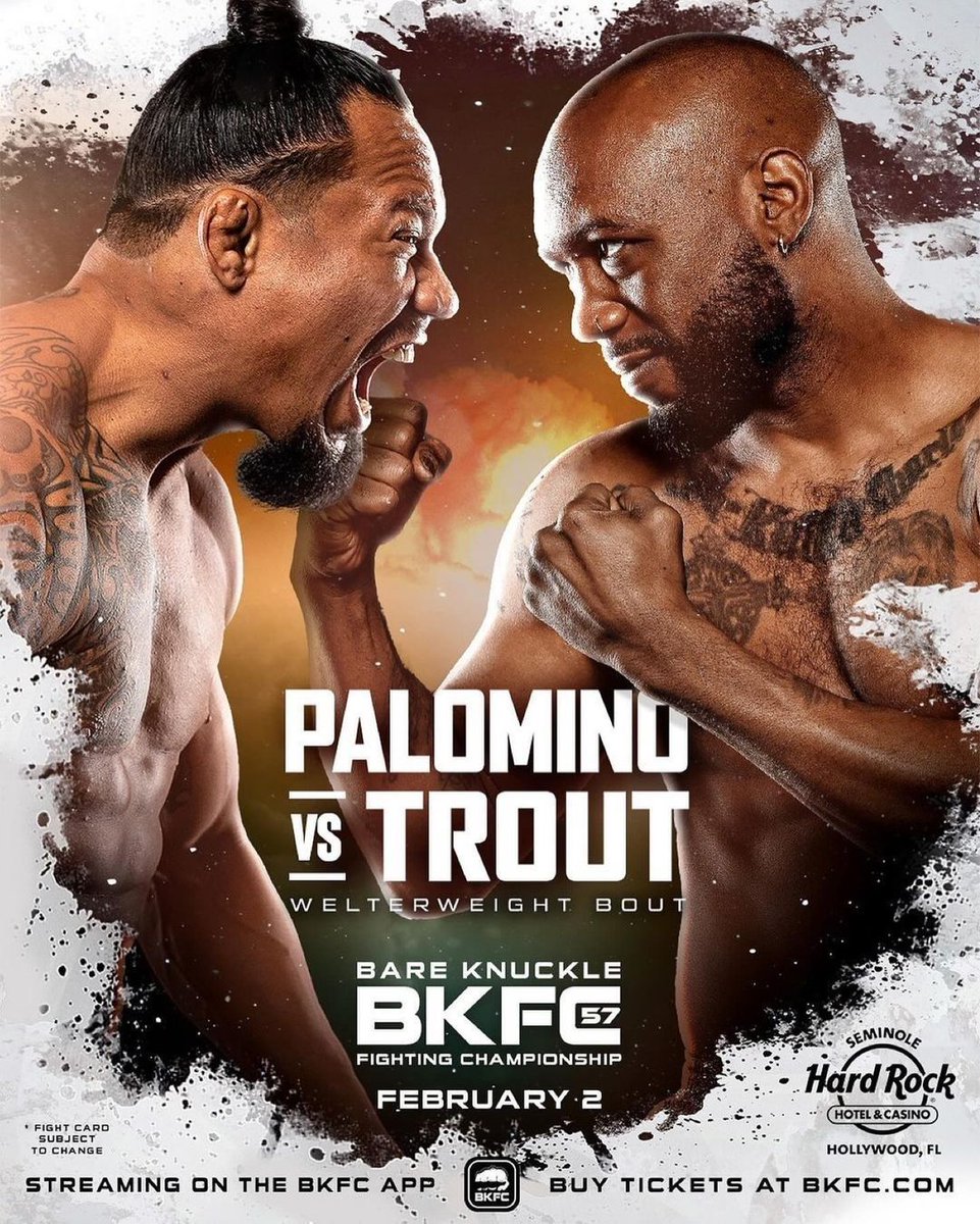 BKFC FIGHT WEEK 👊

BKFC two-division champion Luis Palomino will fight former WBA champion Austin Trout in the main event this Friday night 🔥

#BKFC57 | @bareknucklefc