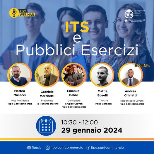 𝗢𝗴𝗴𝗶 𝗮𝗹𝗹𝗲 𝟭𝟬.𝟯𝟬 𝗪𝗘𝗕𝗜𝗡𝗔𝗥: 𝗜𝗧𝗦 𝗲 𝗣𝘂𝗯𝗯𝗹𝗶𝗰𝗶 𝗘𝘀𝗲𝗿𝗰𝗶𝘇𝗶

👉 Il link per seguire il Webinar gratuito🔗 us06web.zoom.us/j/88999926690
#fipeconfcommercio #PubbliciEsercizi #formazione #its #webinar