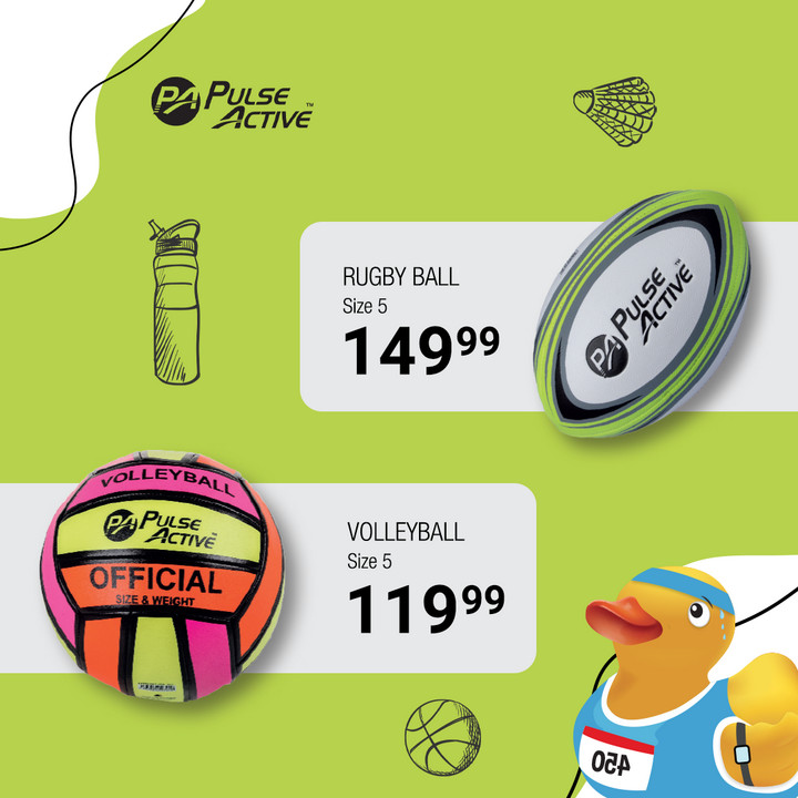 TableviewCentre's tweet photo. Have a blast with this great range of balls, from soccer and netball to rugby. With special deals on sports gear at The Crazy Store’s Pulse Active promotion, you’ll break a sweat, not the bank. Valid from 26 December 2023 - 31 January 2024. https://t.co/1K7eeYdfx8