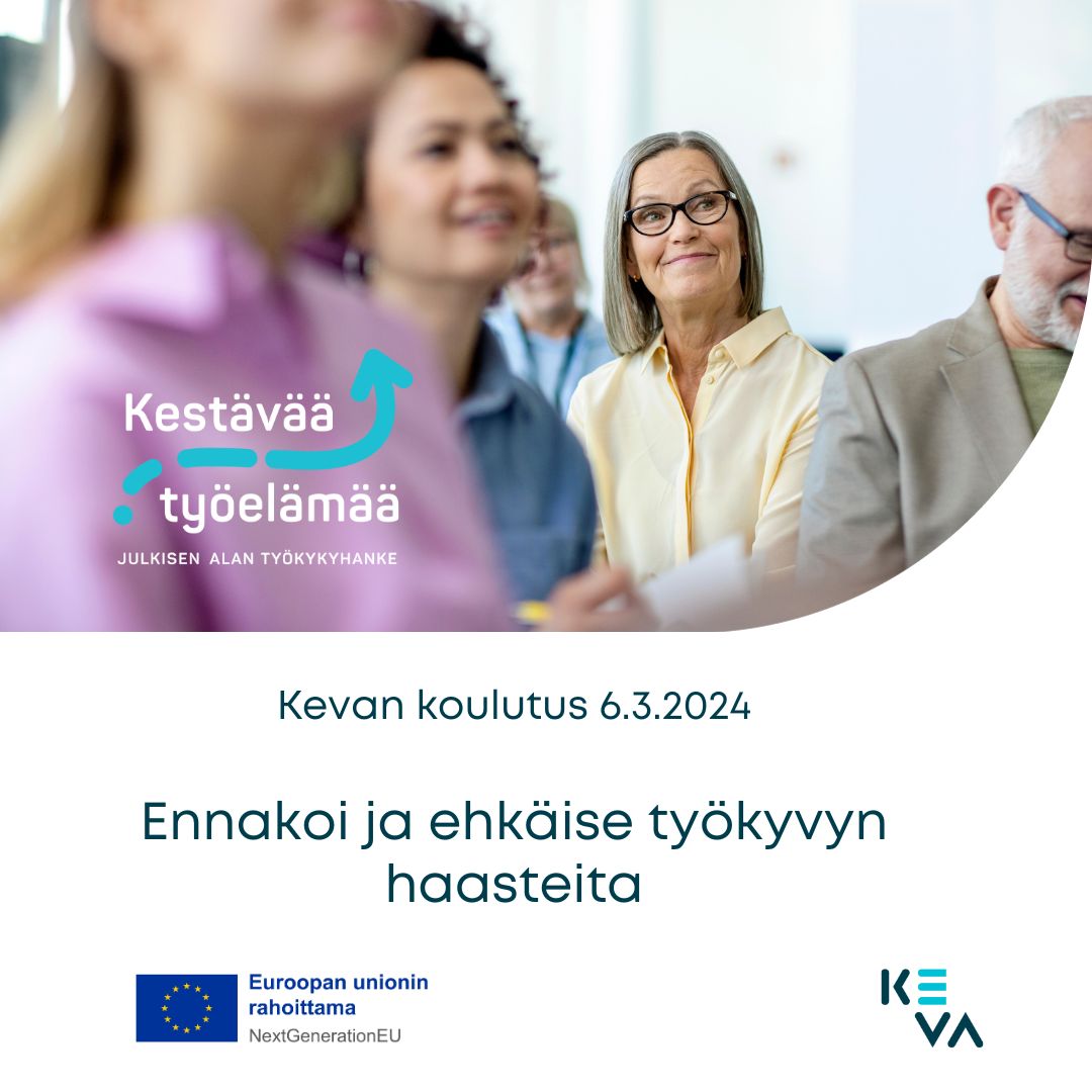Tervetuloa koulutukseemme 6.3.2024 klo 12-13 kuulemaan käytännön esimerkkien avulla, miten nykyaikaiset työhyvinvoinnin seurannan välineet tukevat esihenkilötyötä ja työkyvyttömyysriskeihin puuttumista.

keva.fi/tapahtuma/keva…

#työhyvinvointi #KestävääTyöelämää