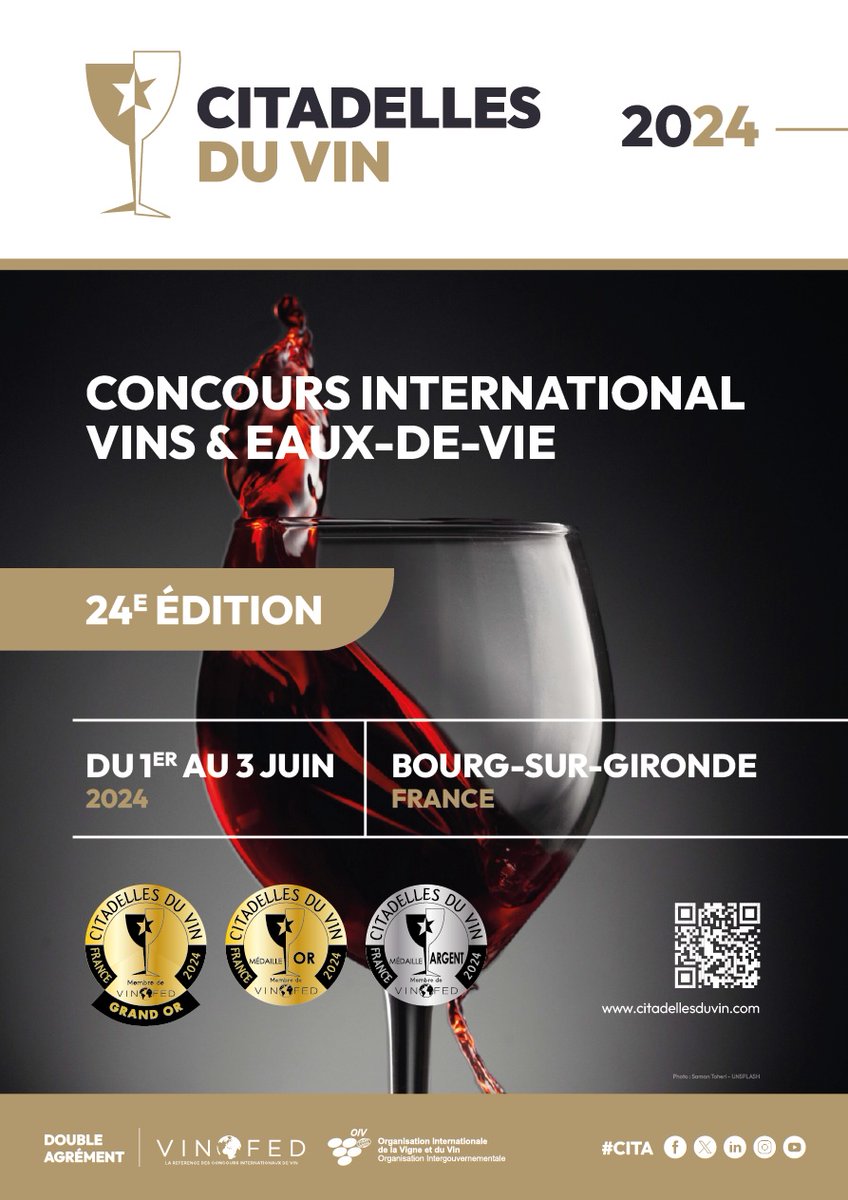 🏆 Concours de Dégustation des Citadelles du Vin : ouverture des inscriptions producteurs ‼️ 🥇 24ème édition du 1 au 3 juin 2024 à Bourg-sur-Gironde (près de Bordeaux), pour vous inscrire : 👉 concours-citadelles.com #tastingnotes #tastings #tastingwine #tastingevent