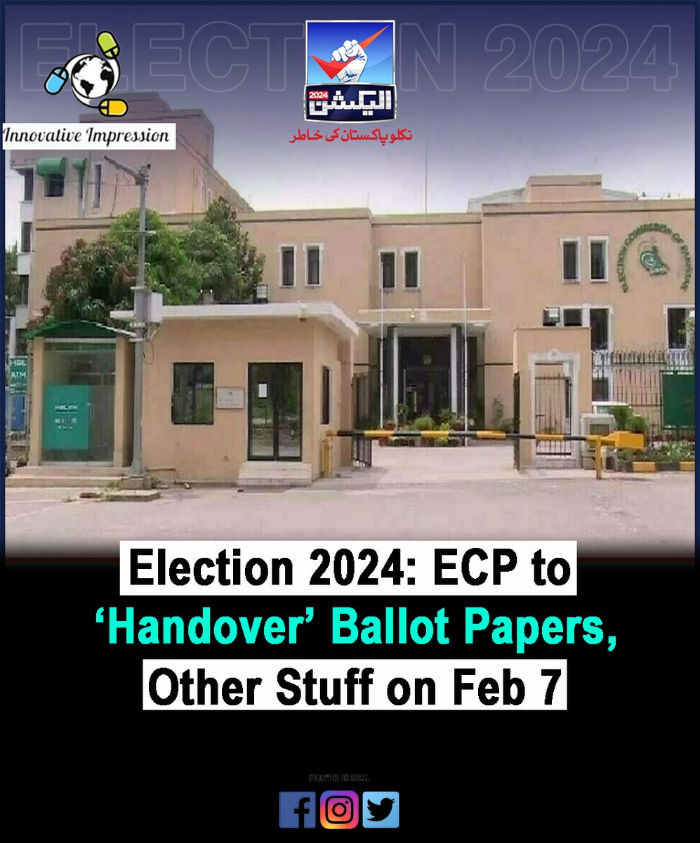 Inn_impressionm's tweet image. ECP gears up for a crucial milestone! 📅 On Feb 7, the ECP is set to &apos;handover&apos; ballot papers and other essentials, for Election✨ #Election2024 #DemocracyInProgress #فروری8_عوامی_ریفرنڈم #IshqMurshid #SanamJaved #مناظرہ_قبول_کرو  #خان_کی_کال_پر_لبیک