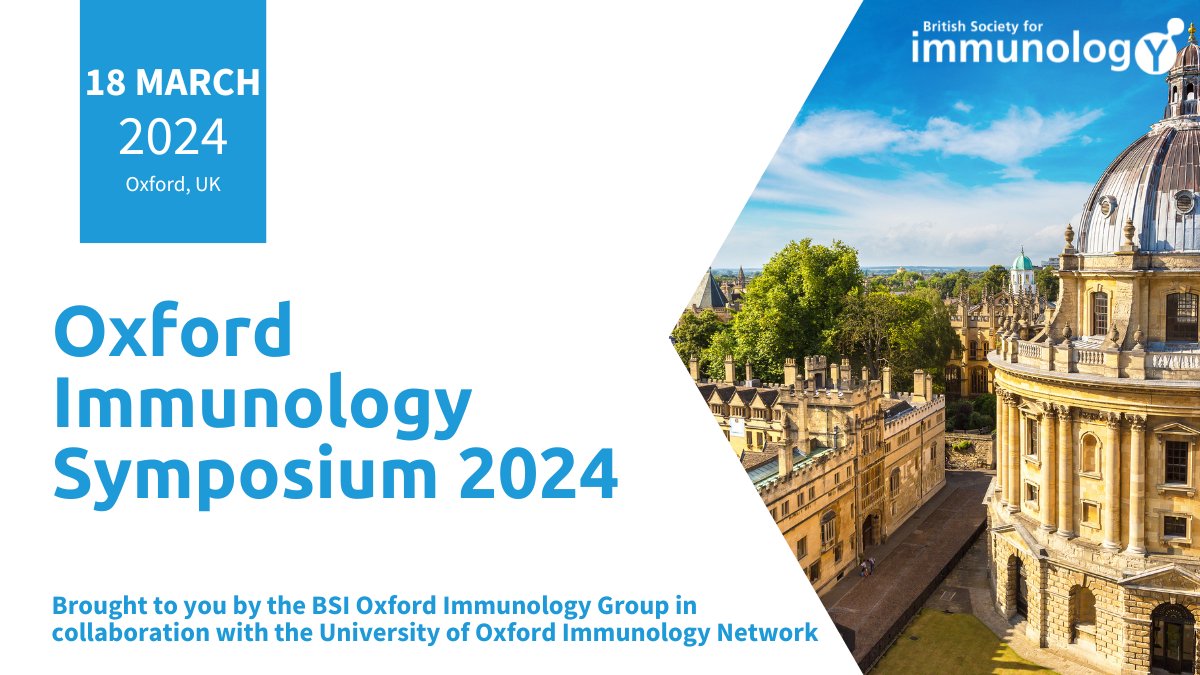 📣Just 1 week left to submit your abstract for the @BSI_Oxford & @OxImmuno symposium #OIS24 will showcase diverse disciplines & technologies incl. fundamental #biology, #infection & imaging, systems #immunology, therapeutics & #AI 👏 Submit by Mon 5 Feb🔗bit.ly/46W0rkq