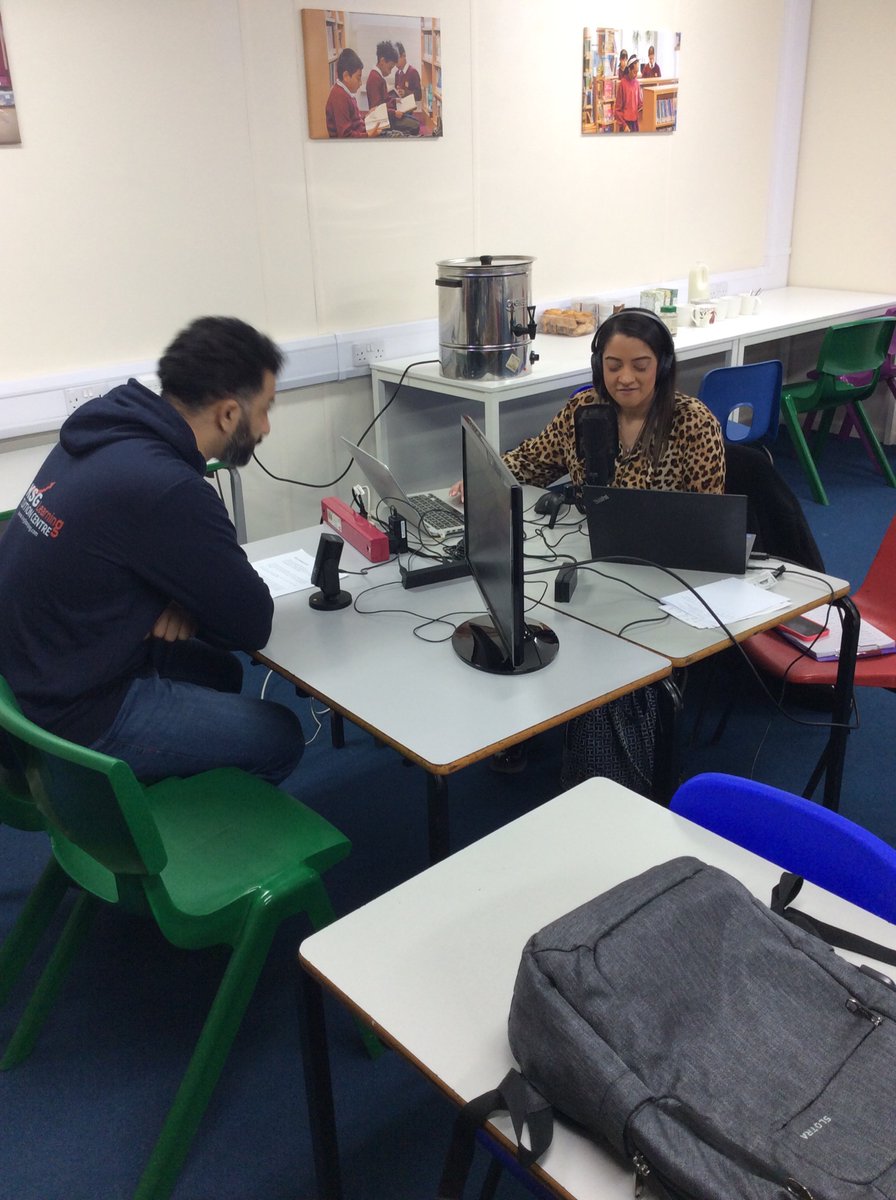 MountStewartSch's tweet photo. Vallisa from Lyca Radio is broadcasting live from Tmss and showing our digileaders how everything works! How exciting! #tmsscommunity #tmsscomputing https://t.co/iJ1agDRQ5M