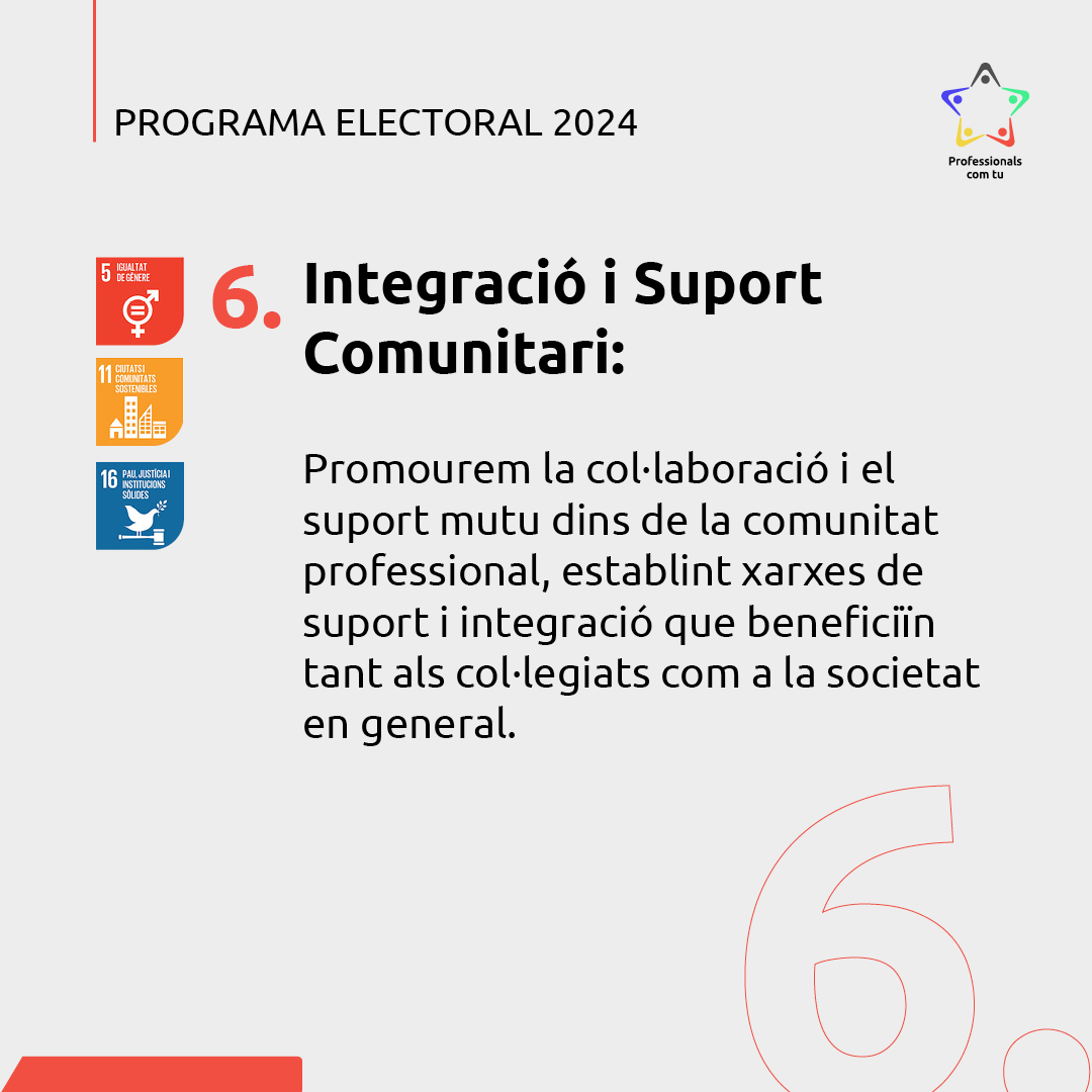 📢 Continuem amb el nostre programa!

5️⃣ Accés a eines innovadores: Facilitarem les millors eines i tecnologies per als professionals
6️⃣ Integració i suport comunitari: Promovrem col·laboració i suport mutu

🔍 Més punts i membres de la candidatura ben aviat
#ProfessionalsComTu