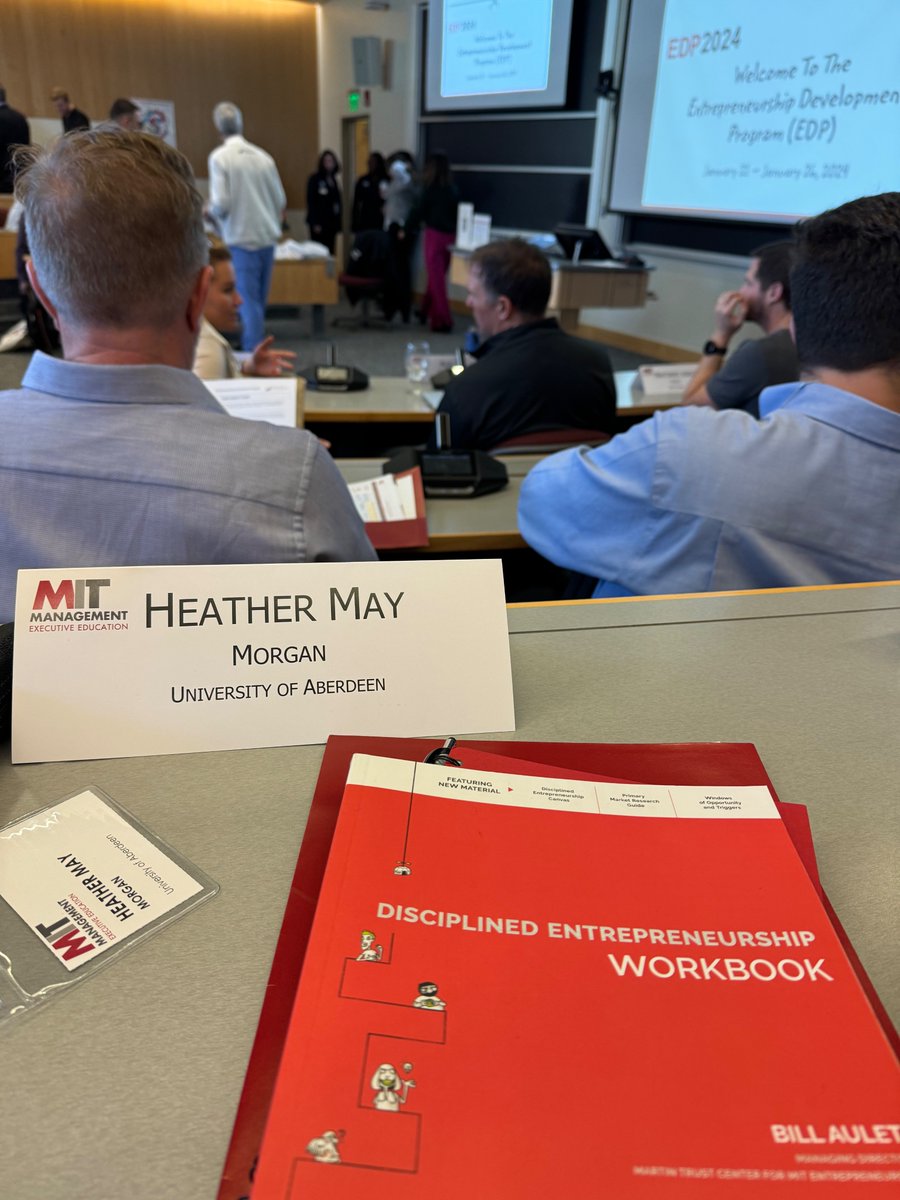 hm_morgan's tweet photo. Starting again at 0700 tmrw after a team building dinner tonight. Looking forward to bringing back insights into and experience of applying the 24 step process to Aberdeen so that we can systematically approach innovation driven enterprise as disciplined entrepreneurs! #MITEDP https://t.co/d9aAkGCfsJ