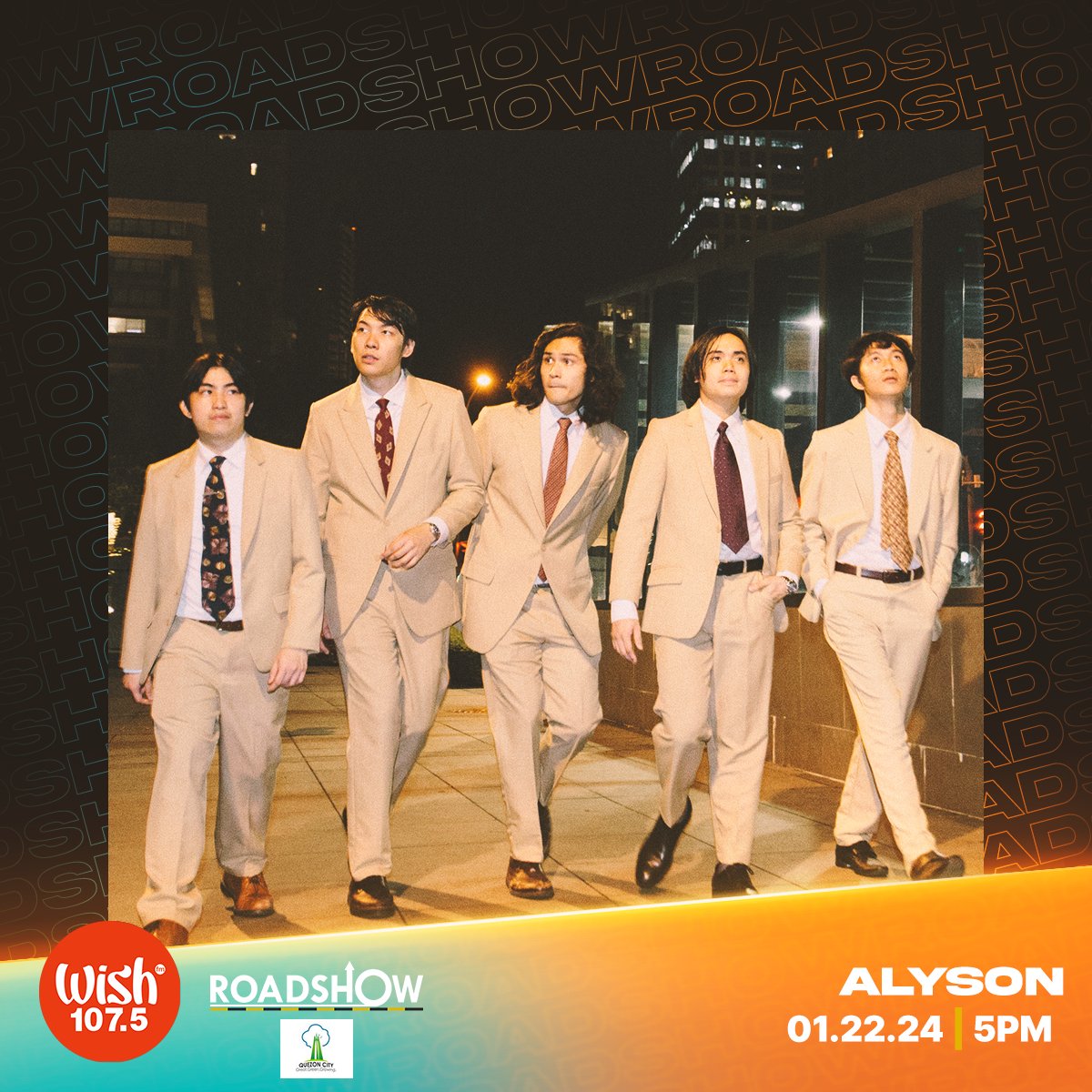 Drop by the Quezon Memorial Circle and watch the live Wish Bus performance of up-and-coming band <a href="/AlysonPinas/">ALYSON</a>!

The Roadshow with DJ Alice begins at 4 p.m. PHT.