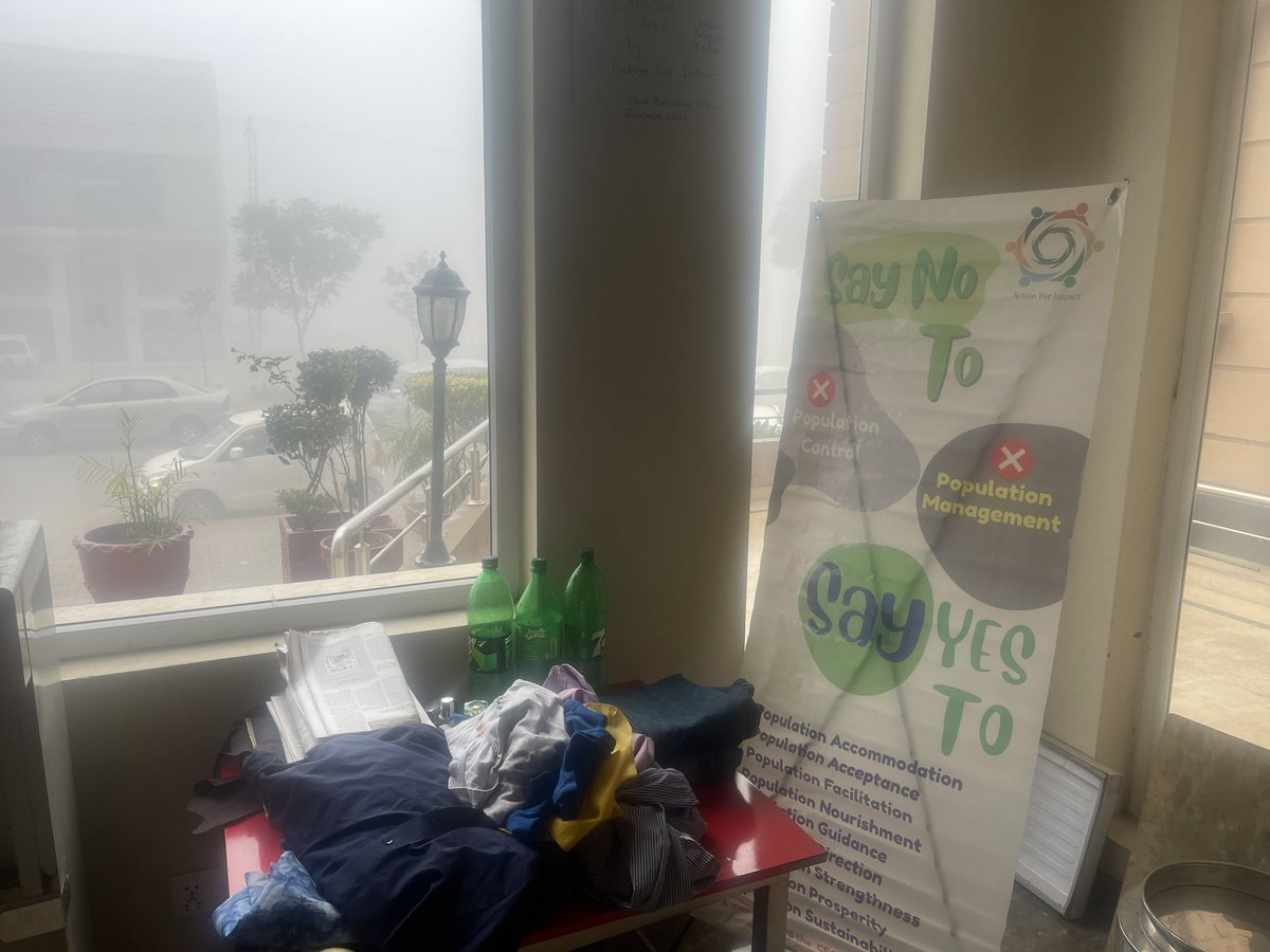 Donation and charity stall by Action for Impact in the foggy and cold 🥶 weather of Islamabad. Come and pick up the stuff you want. We believe in sharing. #Act4SDGs #Act4Impact