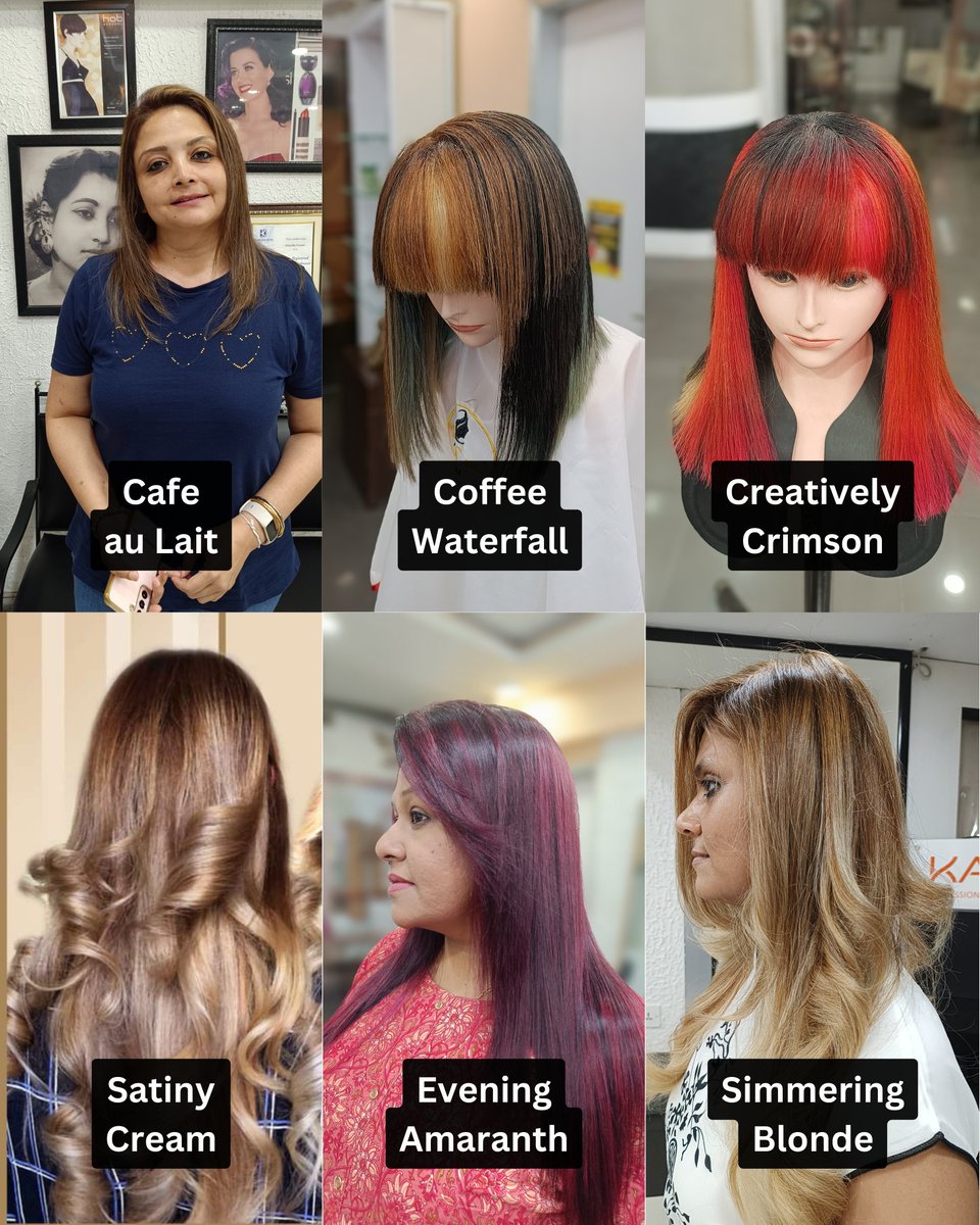 A palette of delightful hues to suit every hair texture, skin tone and personality! 
Three criteria and you will have a head of hair that's a joy to wake up to every morning.

Blondes, reds, blended shades, colour blocking, balayage, foilayage, placement #hairstyle #haircolour