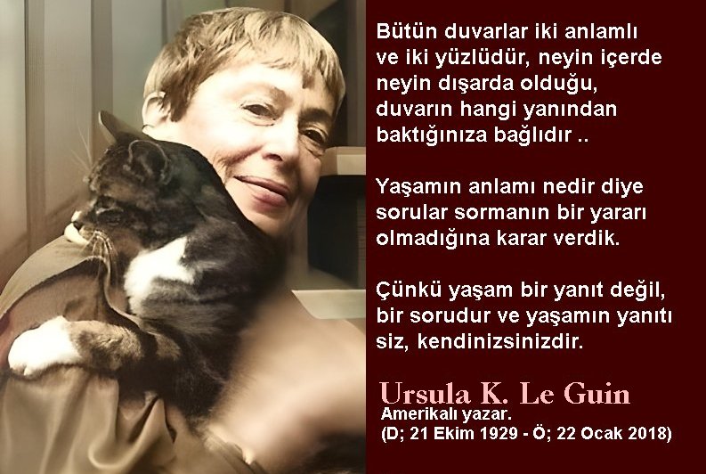 Bir insan 
ne kadar zeki olursa olsun, 
nasıl göreceğini bilmediği 
bir şeyi göremez.

Kıyıya vurmadıkları sürece, 
balıklar suyun farkında 
değildirler.

#UrsulaKLeGuin

#Günaydın