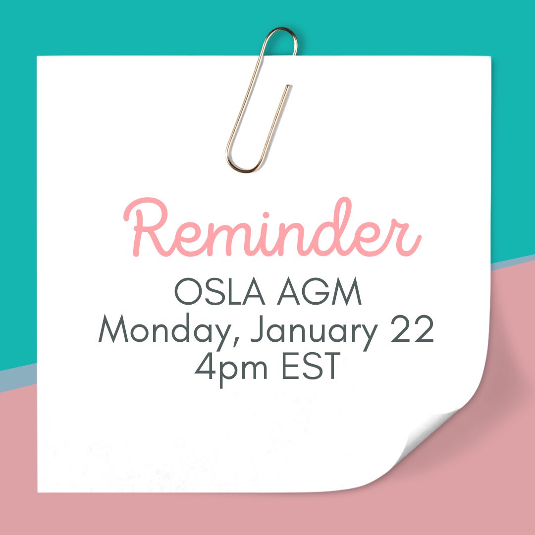 Looking forward to connecting for our virtual Annual General Meeting tomorrow-Monday, January 22 at 4pmEST. See you there! #ONSchoolLibraries #SchoolLibraryJoy 

accessola.com/osla-annual-ge…