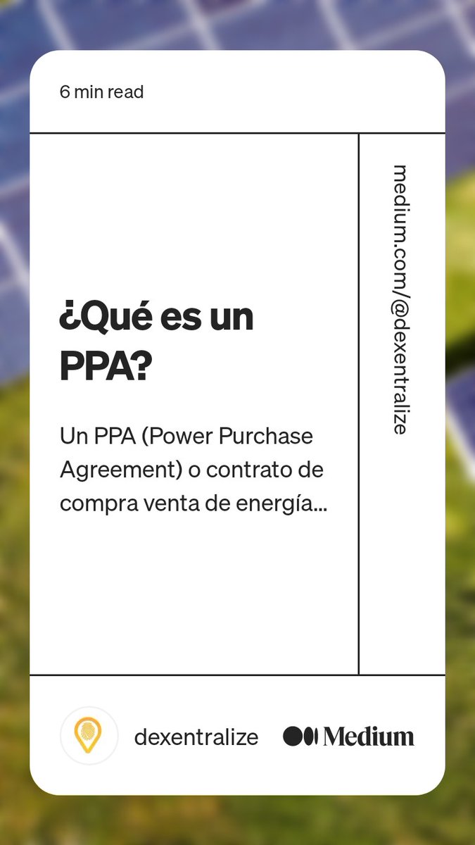 dexentralize's tweet photo. ¿Qué es un acuerdo de suministro o PPA? 
https://t.co/O8OvaSqMCN #blockchain #ppa #renovables #ahorro #eficiencia @dexentralize https://t.co/na4yWh2RCx