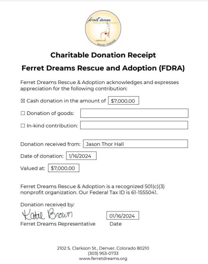 PirateSoftware's tweet photo. This last week we donated $7,500 to @ferretdreams Ferret Rescue. This money was gathered from TTS donations on Stream that I was unable to answer due to time constraints. 

I may stream 10-12 hours a day but there will always be something I can't get to. If I don't answer your message I don't keep the money. No way to refund it but I think this is a better route.

Consider checking them out, they do a great job.
https://t.co/dPhH59BMiY
