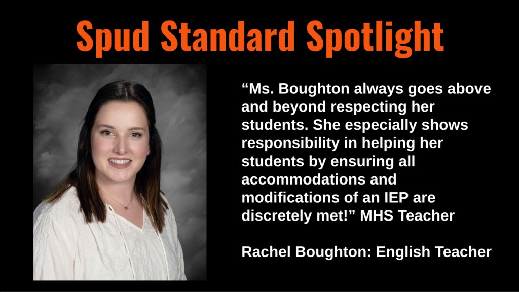 MoorheadHigh's tweet photo. MHS Spud Standard Spotlight | We would like to recognize Rachel Boughton #SpudStandard https://t.co/4IYHvl4XFm