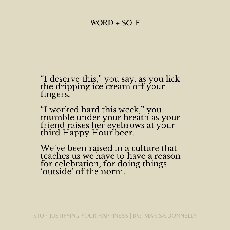 wordandsole's tweet photo. "We have to stop holding ourselves back, telling ourselves no. We have to quit thinking our life isn't worth living and our joy isn't worth having—because it is."

Excerpts from, "Stop Justifying Your Happiness," published by our founder, @_marisadonnelly, on Word &amp; Sole.  ✨ https://t.co/BVJeY1uyAg