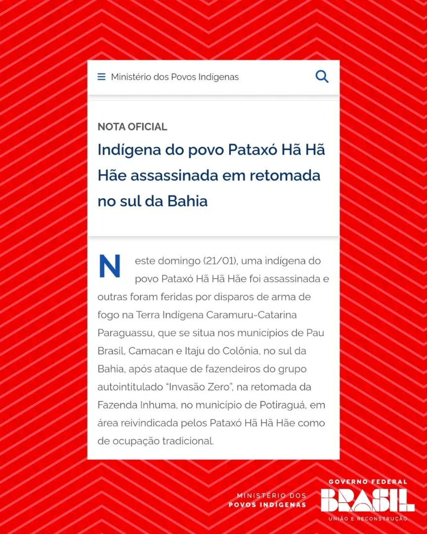 Uma comitiva do MPI, liderada pela ministra Sonia Guajajara, embarca para a região amanhã (22). Através do Departamento de Mediação e Conciliação de Conflitos Fundiários Indígenas, o MPI acompanha o caso desde que recebeu as primeiras informações: gov.br/povosindigenas…