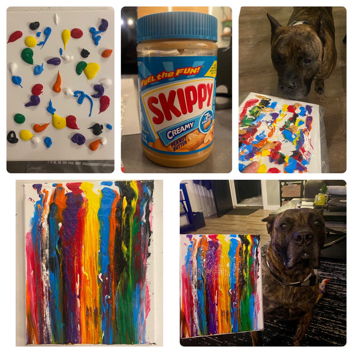 I’m that dog mom (and I’m also an art teacher🤣)🐾🎨 #presacanario #mastiff (Don’t worry, he only ate peanut butter.  No paint.)