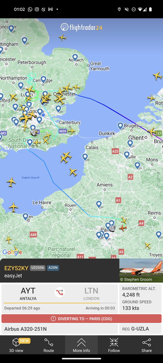 Tried Luton a few times, attempted Gatwick, finally settling down into Paris... #StormIsha