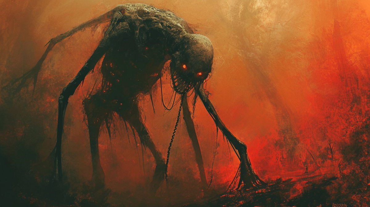 neuromorph_ai's tweet photo. Emerge into the haunting embrace of the abyss with these beings: a tentacled shadow, a chained colossus, a spideresque watcher, and a tangled chaos.
#NeuroAether #AiArtCommunity #Lovecraftian #EldritchHorror #CosmicDread #AiArt #DigitalArt https://t.co/Dqu1Z44kvR