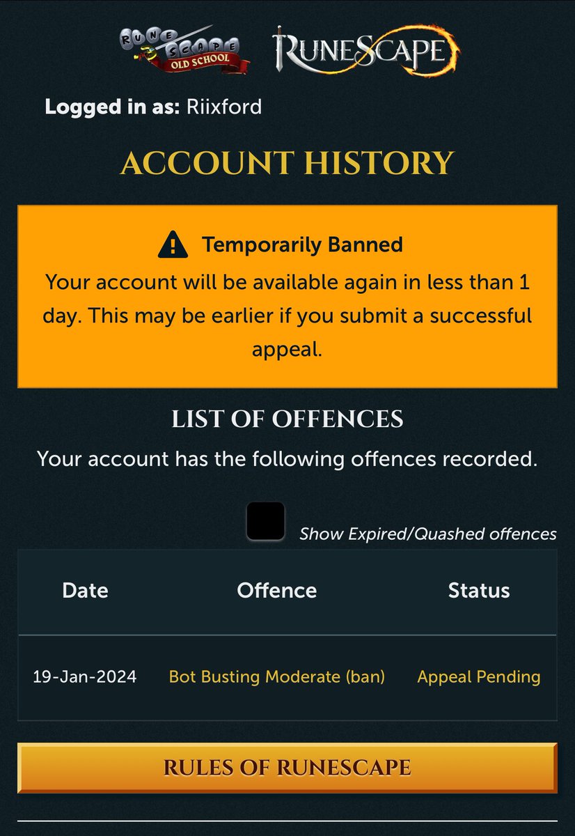TaylorSamples's tweet image. Can someone explain? I play on IOS mobile via IPad with external keyboard. How could I possibly bot? Apple does not let you download software. ☹️ @OldSchoolRS #OSRS #Runescape