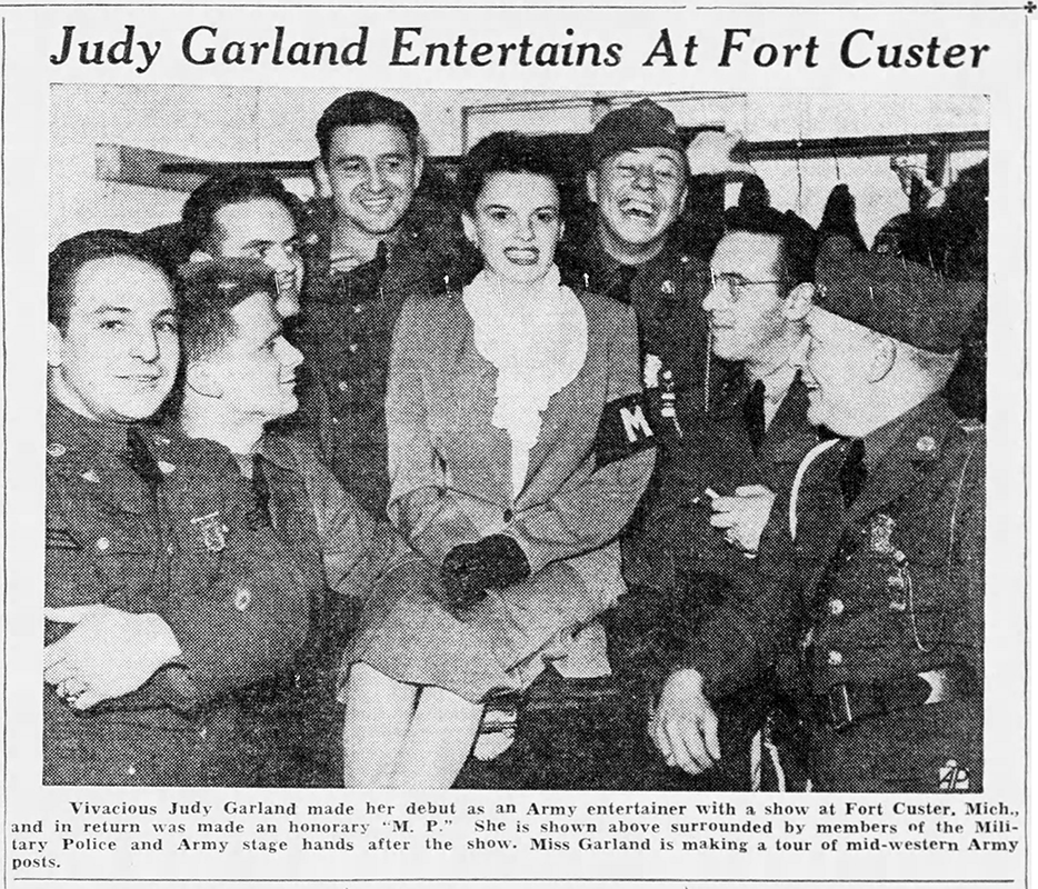 TheJudyRoom's tweet photo. January 21, 1942: The Garland/Rose tour of Army camps began in Fort Custer near Battle Creek, Michigan.
#judygarland #davidrose #usotours #uso #battlecreekmi #fortcuster #army #thejudyroom https://t.co/lBkJm7pslR
