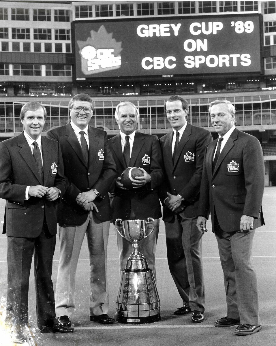 We ponied the guys to the field at SkyDome before the 77th #GreyCup in 1989 to get this promotional B&W for #CBC. I think this was about a month before Ridgway and the Riders defeated the Ti-Cats, 43-40. That cannot be 35 years ago...but it is.  #LetsGoOilers