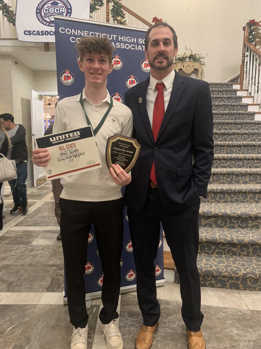 Great weekend of celebrations: Friday night we celebrated the Class M Championship season and tonight we celebrated senior Aleks Swider, who was recognized as Class M Finals MVP, All State and All New England #ctbsoc