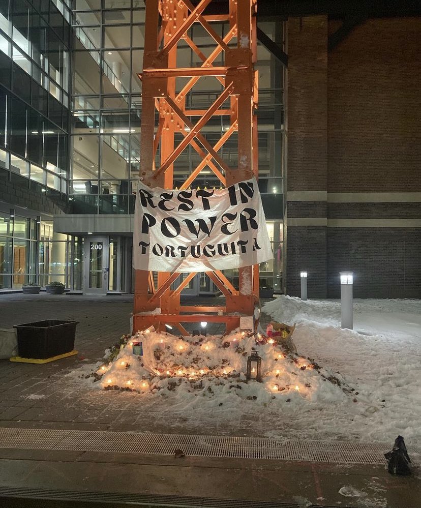 Pics taken during the action in front of Accident Fund in Lansing, MI. 

Accident Fund are supplying workman’s comp insurance to Cop City construction.