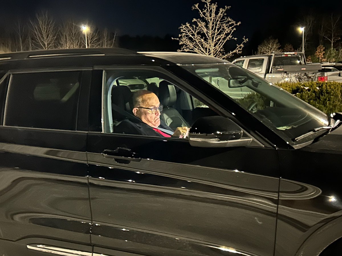 Spotted outside Nikki Haley’s event tonight, Rudy Giuliani sitting in a parked car with his laptop open. Photo Credit: our photographer @JCliff_Scoops